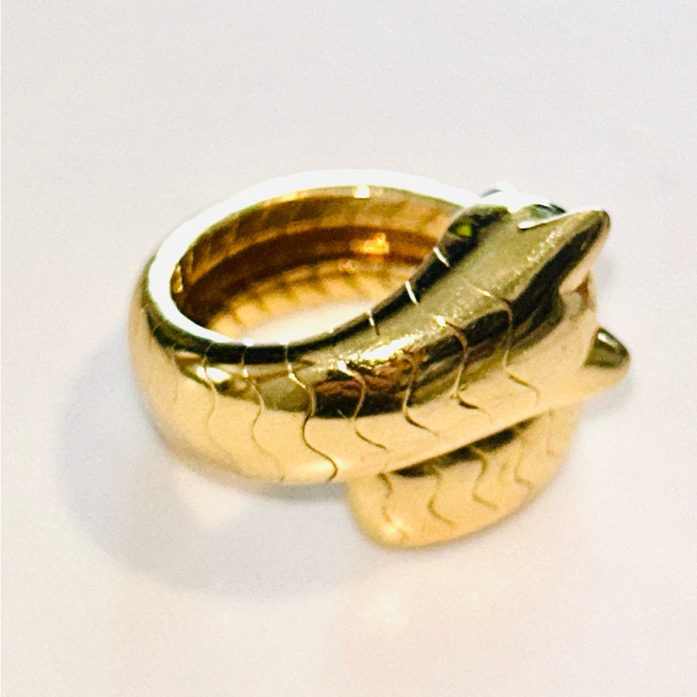 💫Cartier💫 Panther💫Tubugas Ring 18k Yellow Gold/Emerald Eyes/Black Onyx Nose - Picture 6 of 12